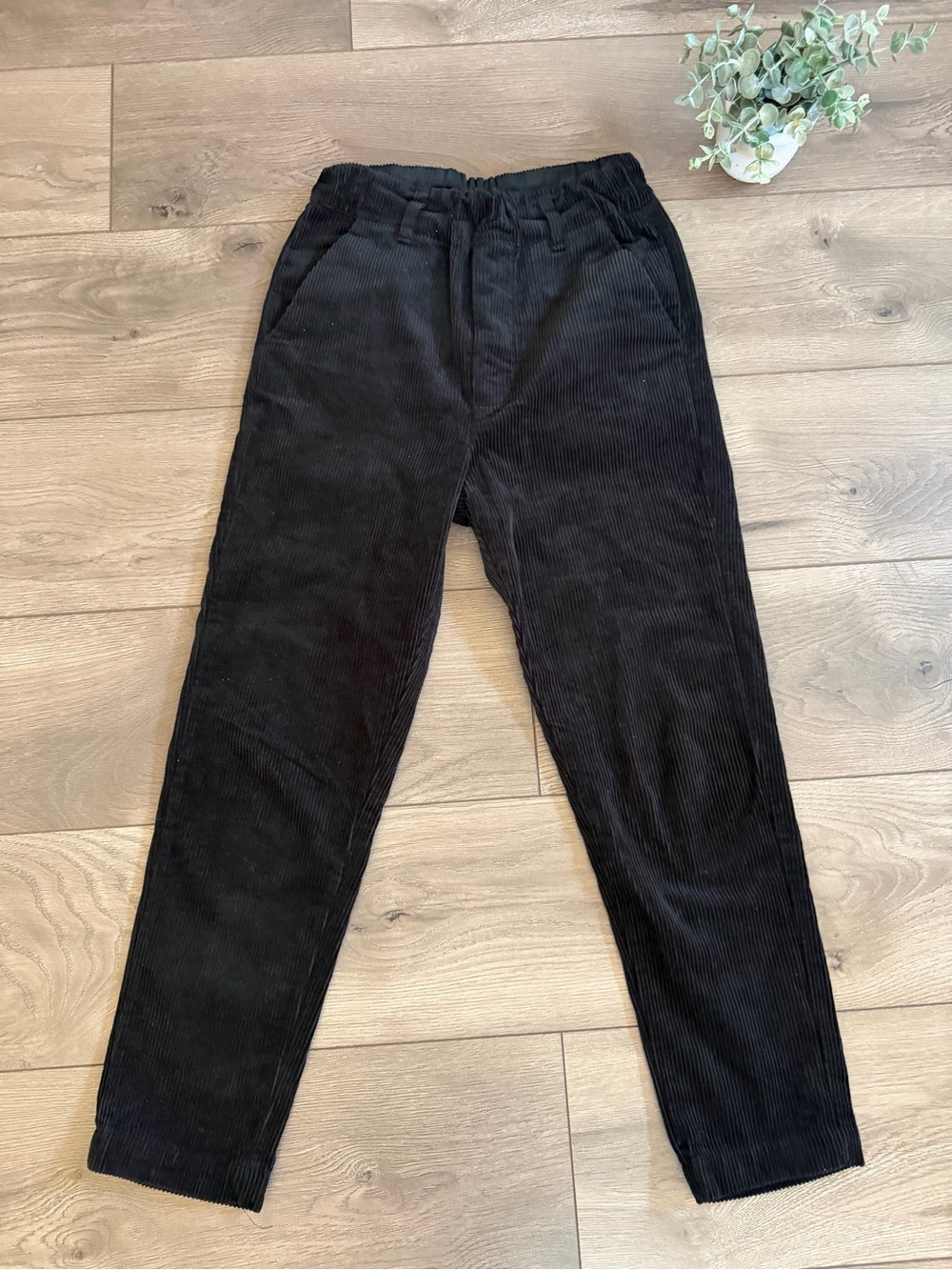 TOAST Gabi Cord Trousers Elastic-Waist Pants Black Size 4